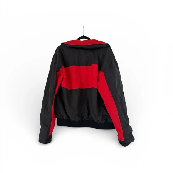 REI Men's Vintage Bold Red and Black Bomber Jacket with Hood - Picture 2 of 6